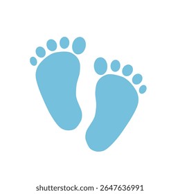 Vetor de pegadas azul do menino no fundo branco. Perfeito para anúncios de recém-nascidos, convites de chá de bebê e gráficos infantis com tema de menino