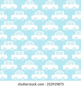 Blue baby boy seamless background with cartoon cars