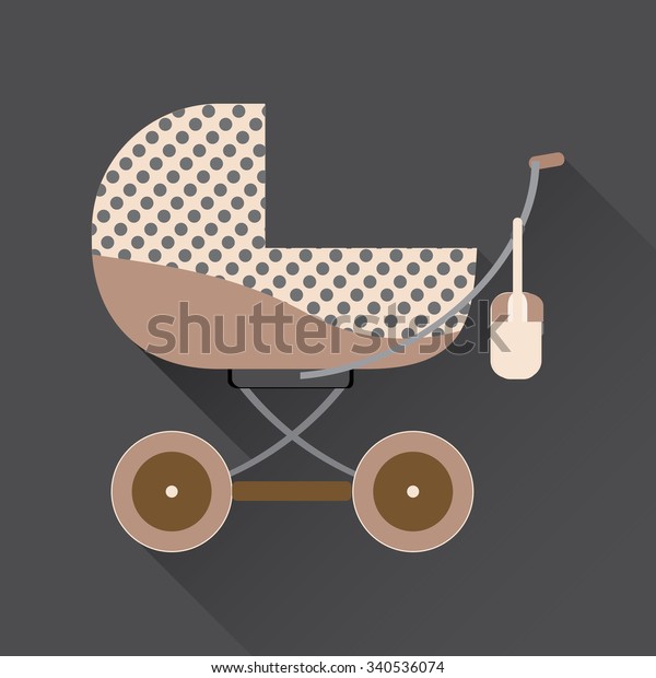 Blue baby\
carriage flat icon. Cradle flat icon. Available as an icon of\
children\'s section of the store. Stock\
vector.