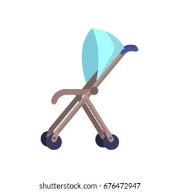 Blue baby carriage isolated on white background
