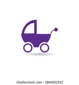 blue baby carriage on white background 
