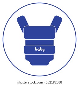 Blue baby carrier icon isolated on white background.