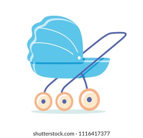 Blue baby child pram stroller isolated