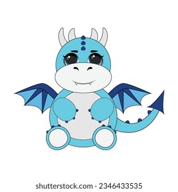 Blue baby Dragon vector illustration, A Blue baby Dragon Vector illustration is a digital artwork depicting a small, young dragon with a blue color scheme