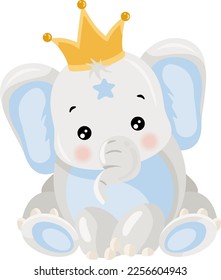 Blue baby elephant with crown

