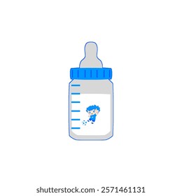 Blue baby milk bottle, featuring a chibi cartoon soccer ball