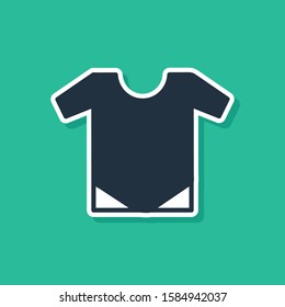 Blue Baby onesie icon isolated on green background. Baby clothes symbol. Kid wear sign.  Vector Illustration