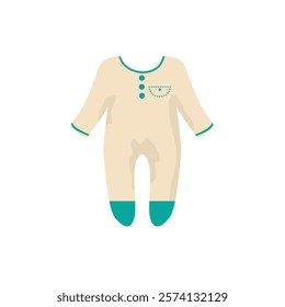 Blue baby onesie with white polka dots, isolated infant bodysuit. Cute newborn clothing vector illustration.