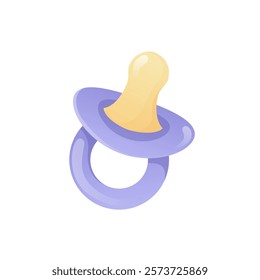 Blue baby pacifier in flat design. Newborn dummy, rubber nipple for boy. Vector illustration isolated.