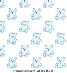 Blue baby pattern with cute bears — ideal for baby boy celebrations, nursery wallpapers, or baby shower cards.