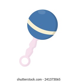 Blue baby rattle vector isolated on white for boy