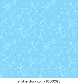 Blue baby seamless. Vector illustration.