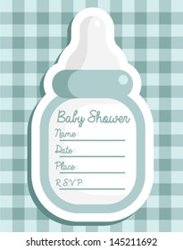 Blue baby shower invitation greeting card.