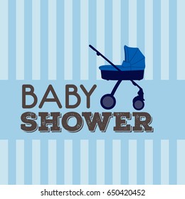 Blue baby shower invitational card, Vector illustration