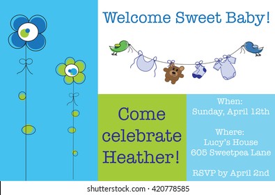 Blue Baby Shower Invite