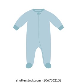 Blue baby sleeper. Flat style long-sleeve suit. Baby clothing. Isolated vector illustration 