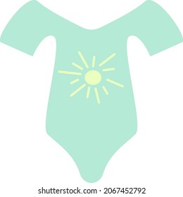 Blue baby suit with sun, illustration, vector, on a white background.