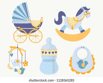 Blue baby vector set