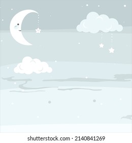 blue baby wallpaper for bedroom with stars and moon