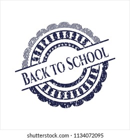 Blue Back to School rubber grunge stamp