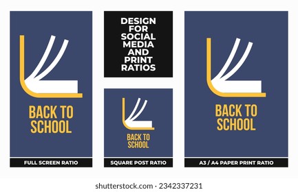 blue and blue Back to school set for social media and print ratios vector set social media set