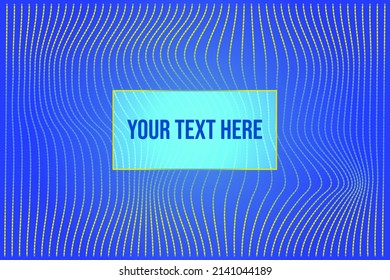 blue backdrop with gradient dashed lines and centered text box
