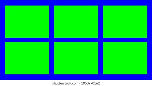 Blue Background and 6 Slide of Green Screen