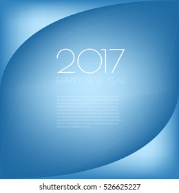 Blue background about new year 2017 card with curve line element