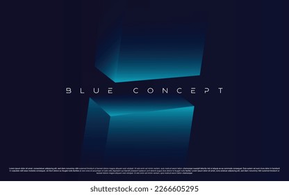 Blue background abstract. Abstract block design element placed on deep luxury blue. Abstract art background wallpaper
