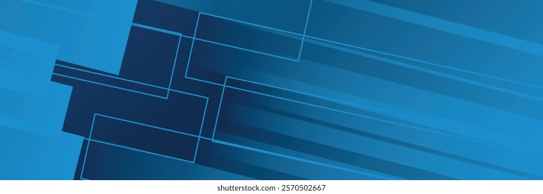 Blue background with abstract box rectangle geometric shapes modern element for banner, presentation design and flyer