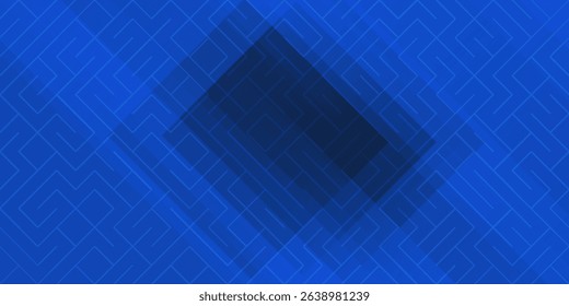 Blue background with abstract box rectangle geometric shapes modern element for banner