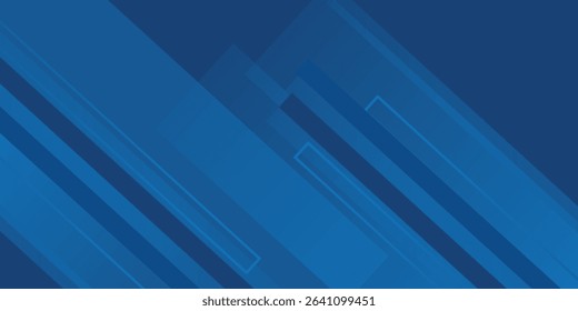 Blue background with abstract box rectangle geometric shapes modern element for banner, presentation design and flyer. modern