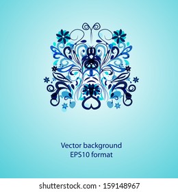 blue background with abstract butterfly