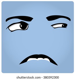 Blue background with an abstract facial expression