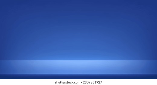 Blue background abstract with Gradient in empty room studio. Space for selling products on the website. blue background. Vector illustration.