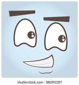 Blue background with an abstract happy face