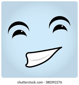 Blue background with an abstract happy face