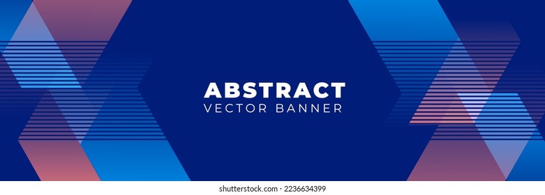 Vector de banner horizontal abstracto de fondo azul, diseño de plantilla con espacio de copia