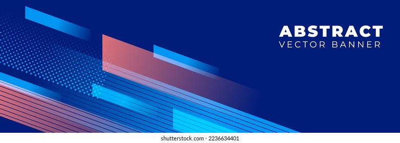 Blue background abstract horizontal banner vector, template design with copy space