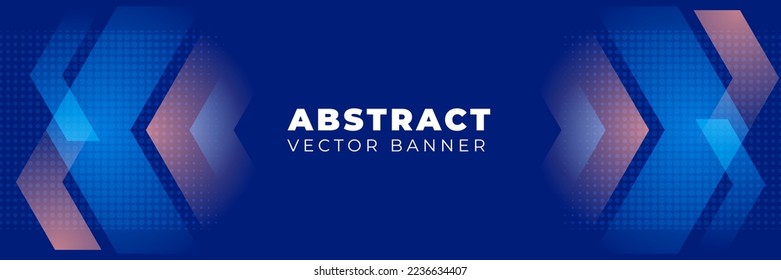 Blue background abstract horizontal banner vector, template design with copy space