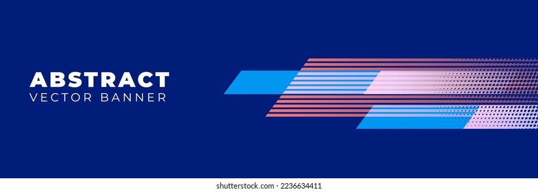 Blue background abstract horizontal banner vector, template design with copy space