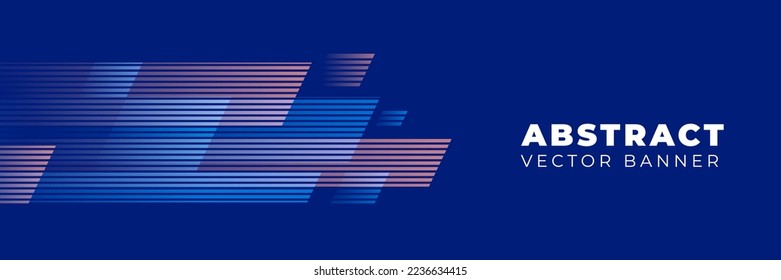 Blue background abstract horizontal banner vector, template design with copy space