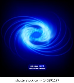 Blue background. Abstract ice ring.