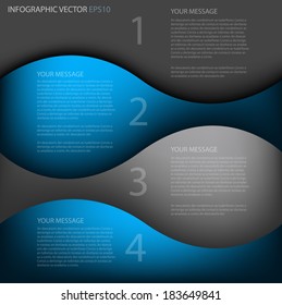 blue background abstract infographic for work plan on black background for text and message design