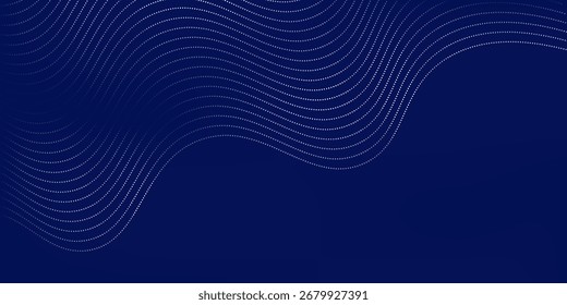 Fondo azul abstracto con ondas de línea y variación de gradiente. Adecuado punto simple onda elegante estilo moderno