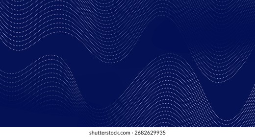 Fondo azul abstracto con ondas de línea y variación de gradiente. luz de punto texturizada arte simple moderno buenas ilustraciones bonitas Vector natural