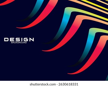 Fondo azul con líneas abstractas de la onda del arco iris, Ilustración vectorial.