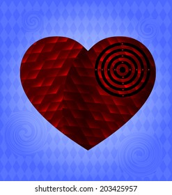 blue background and abstract target in the heart