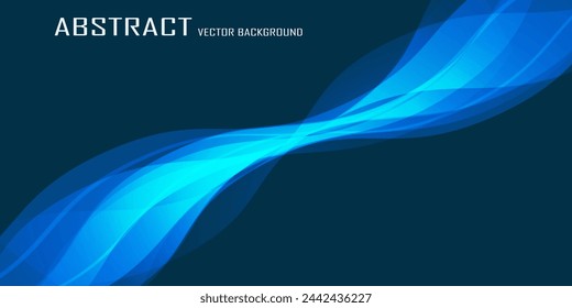 Blue background with abstract wave spiral modern element for banner, presentation design and flyer
