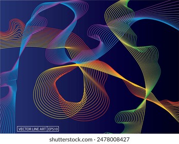 Fondo azul abstracto amarillo verde línea Imagen Anuncio Vector Plantilla 